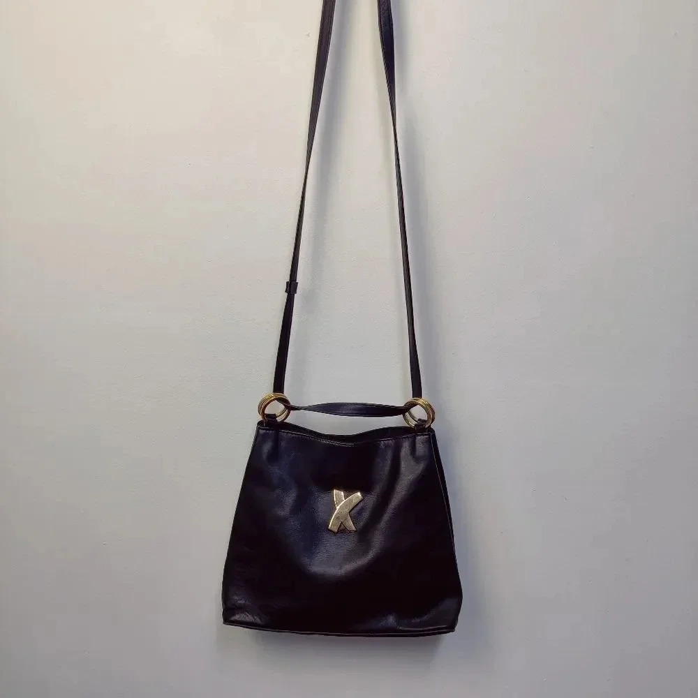 Paloma Picasso vintage black leather shoulder bag - Picture 6 of 16
